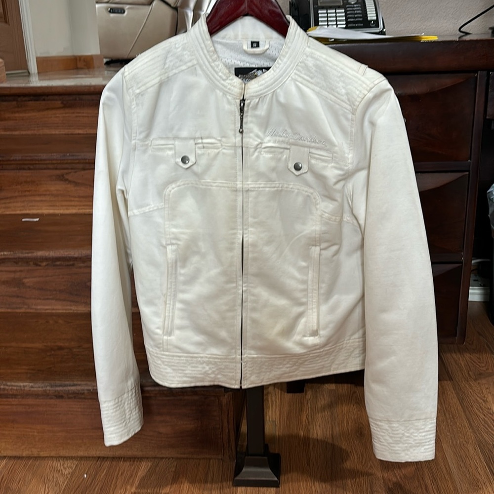 Harley Davidson jacket new condition. cotton in an off white fab summer color.